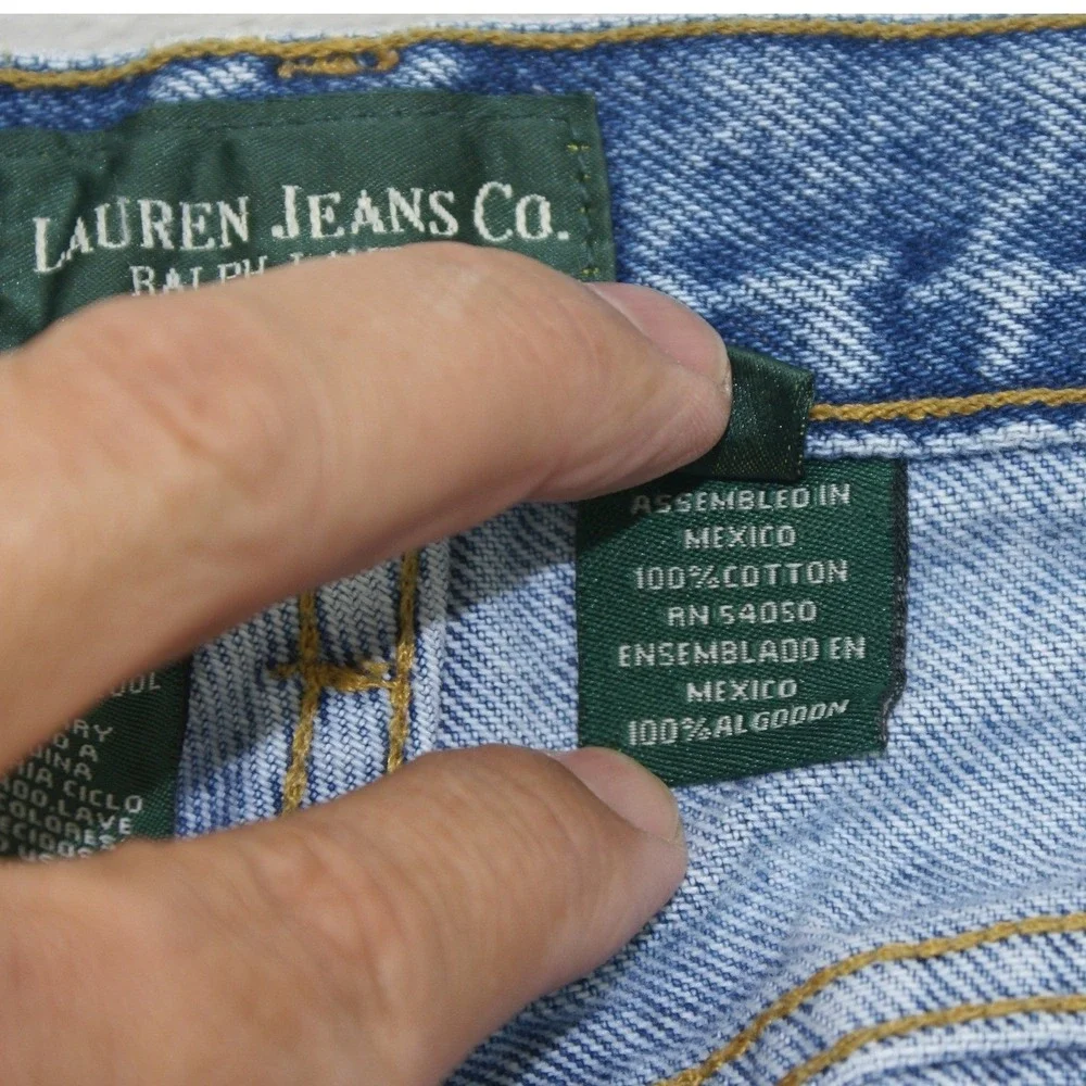VTG Lauren Jeans Co Green Label High Rise Tapered Mom Jeans Light Wash Size 16